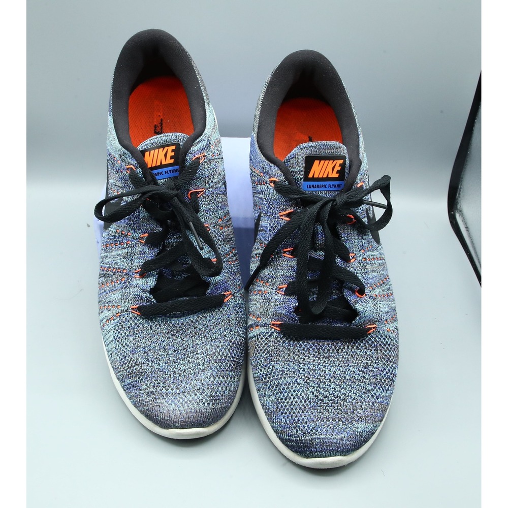 Nike Lunarepic Flyknit Mens Running Shoes Blue Multicolor 843764-402 Size 9.5